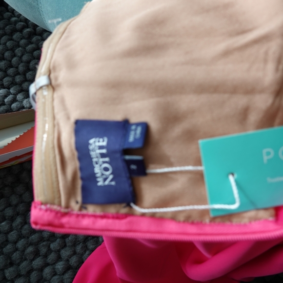 NWT - MARCHESA NOTTE Magenta One-Shoulder Formal Dress with Beaded Top, size 2 - Picture 4 of 8